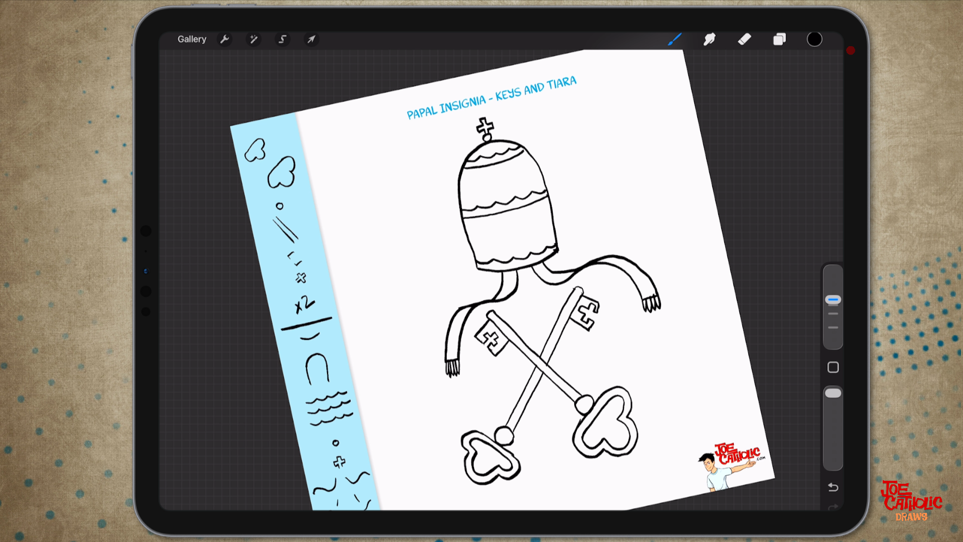 Drawing the Papal Keys & Triregnum